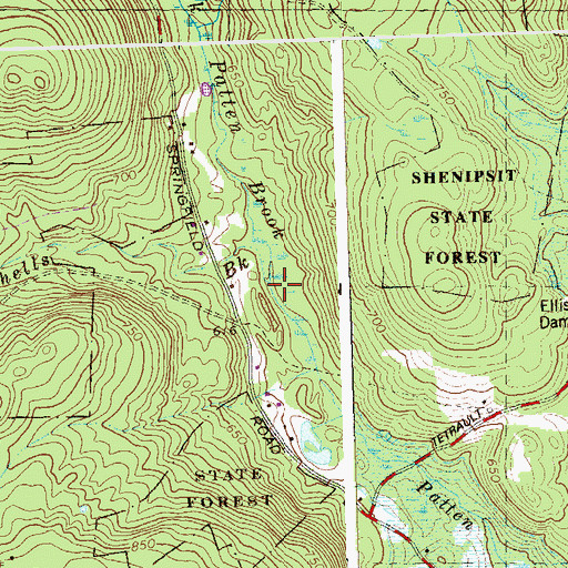 Topographic Map of Mitchells Brook, CT