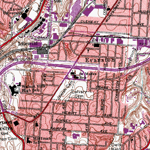 Topographic Map of Alliance Academy of Cincinnati, OH