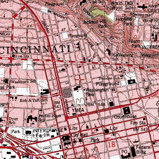 Topographic Map of Race Street Children's Garden, OH