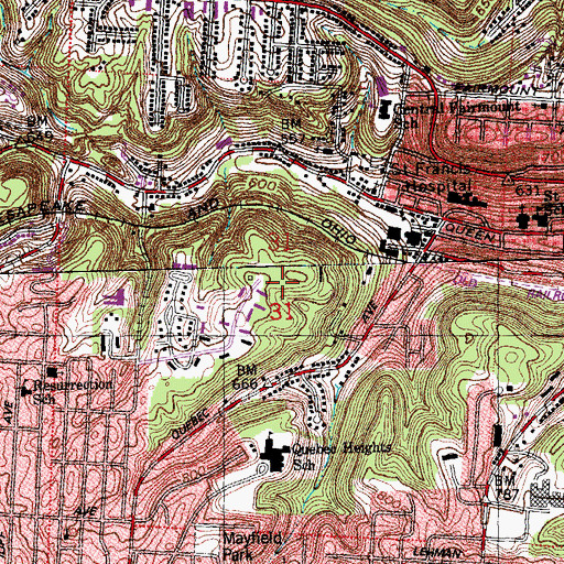 Topographic Map of Panther Athletic Complex, OH