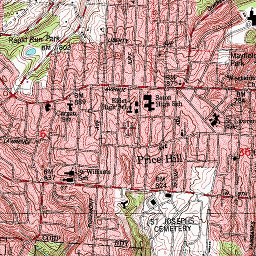 Topographic Map of The Pit, OH