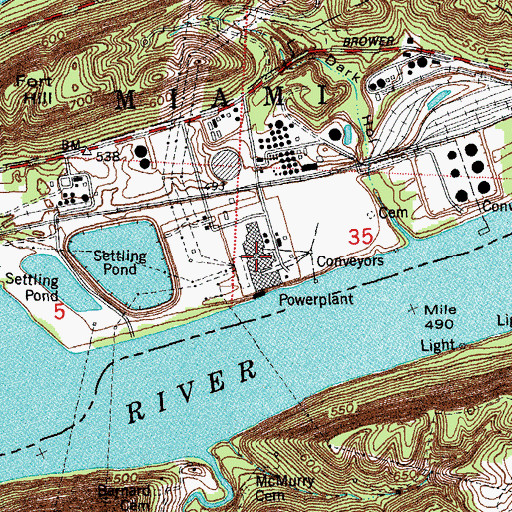Topographic Map of Miami Fort Power Plant, OH