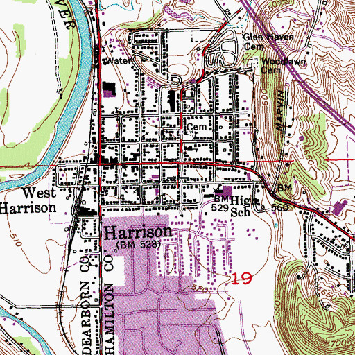 Topographic Map of First Baptist Church, OH