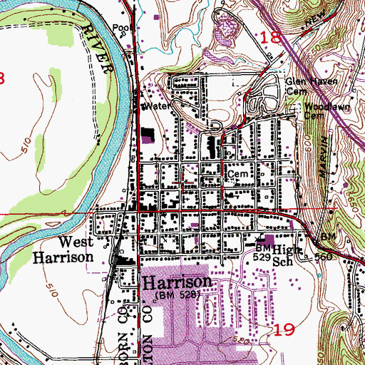 Topographic Map of First Christian Church, OH