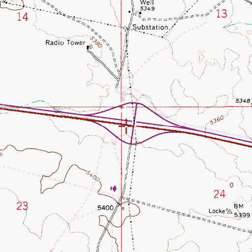 Topographic Map of Meteor Crater Interchange, AZ