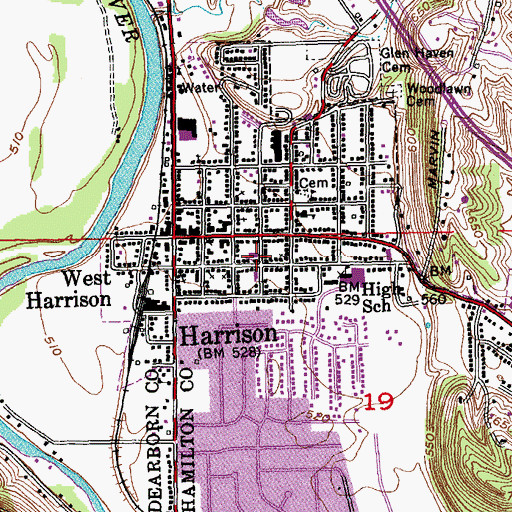 Topographic Map of First Presbyterian Church, OH