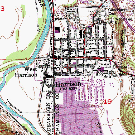 Topographic Map of Harrison Seventh Day Adventist Church, OH