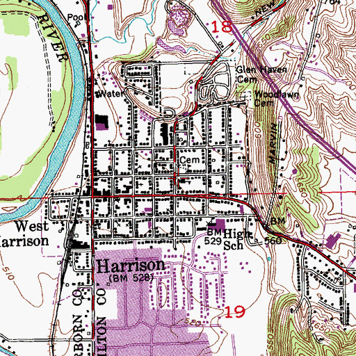 Topographic Map of Saint John The Baptist Church, OH