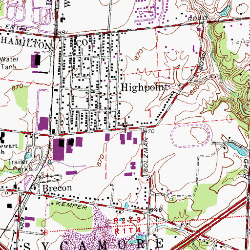 Topographic Map of High Point Church of God, OH