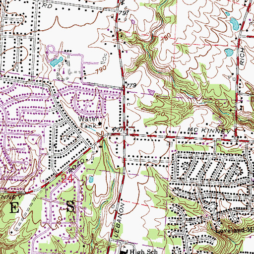 Topographic Map of Loveland Heights Church of Christ, OH