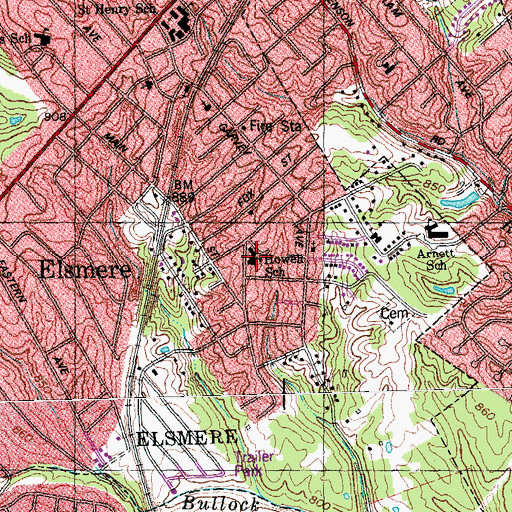 Topographic Map of Howell Elementary School, KY