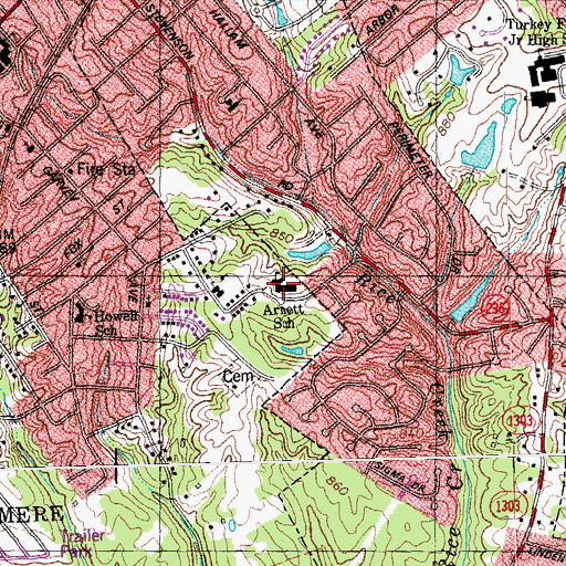 Topographic Map of Arnett Elementary School, KY