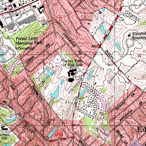 Topographic Map of Turkey Foot Junior High School, KY