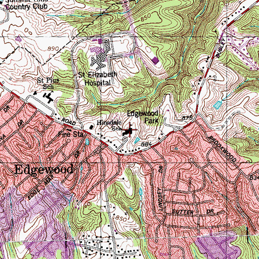Topographic Map of R C Hinsdale Elementary School, KY