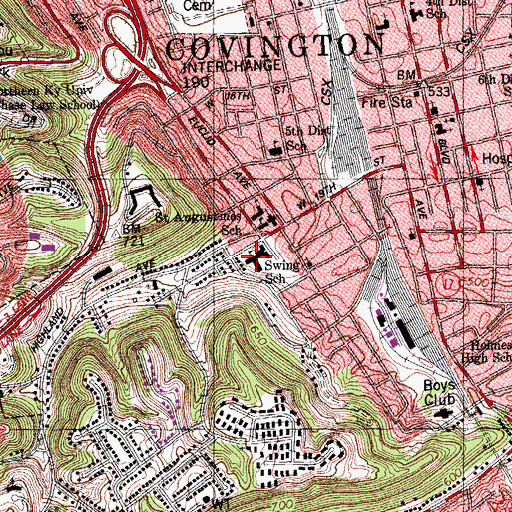 Topographic Map of Glen O Swing Elementary School, KY