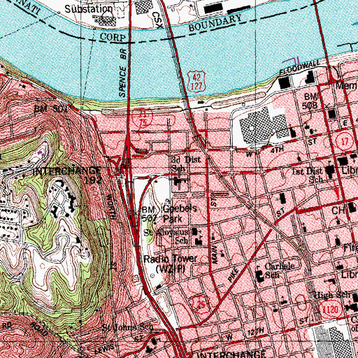 Topographic Map of Third District School, KY