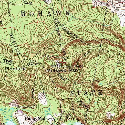 Topographic Map of Mohawk Mountain, CT