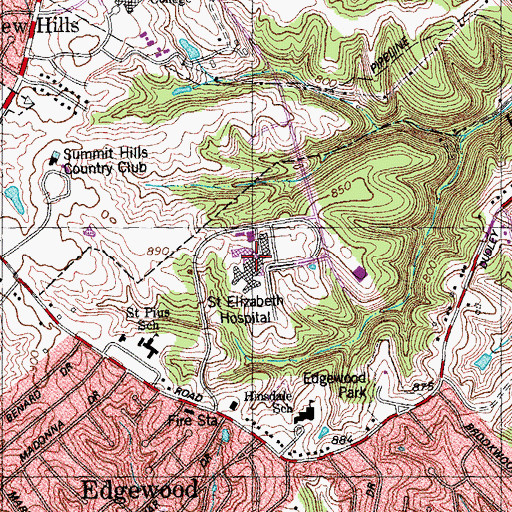 Topographic Map of Saint Elizabeth Healthcare - Edgewood, KY