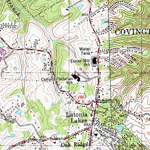 Topographic Map of Calvary Christian School, KY