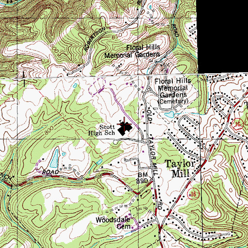 Topographic Map of Scott High School, KY