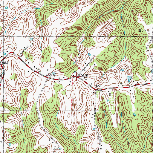 Topographic Map of Adams Cemetery, KY