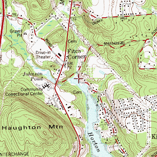 Topographic Map of Mohegan Brook, CT