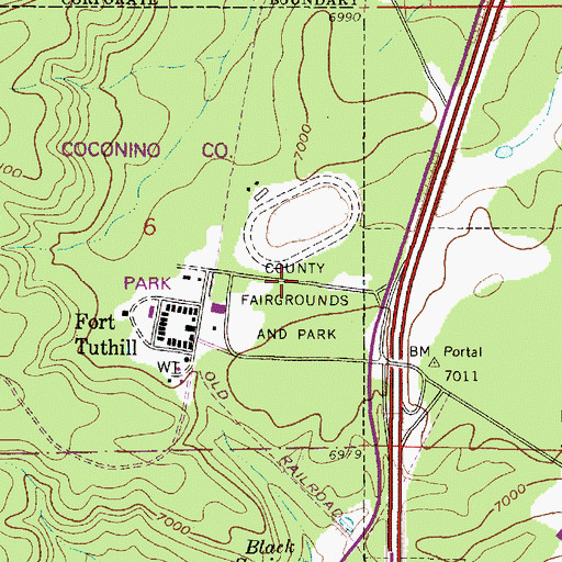 Topographic Map of Coconino County Fairgrounds, AZ