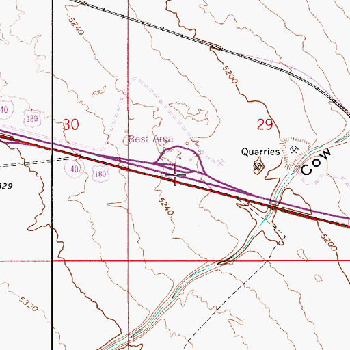 Topographic Map of Meteor Crater Rest Area, AZ