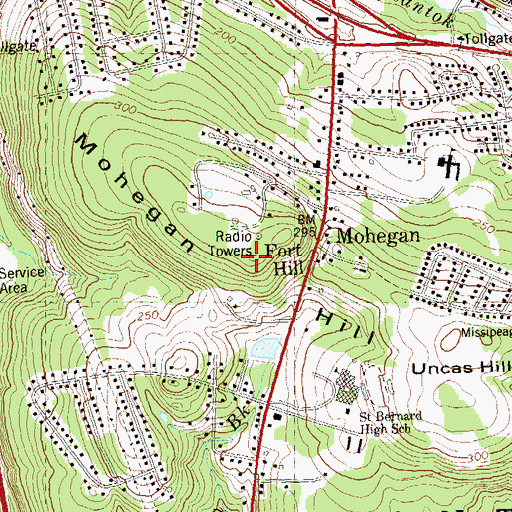 Topographic Map of Mohegan Hill, CT