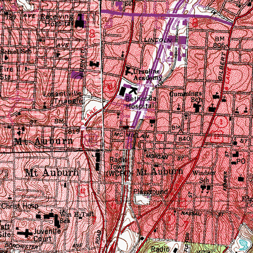Topographic Map of Dohn Community High School, OH