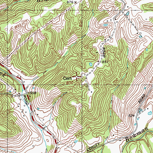 Topographic Map of Rapp Cemetery, KY