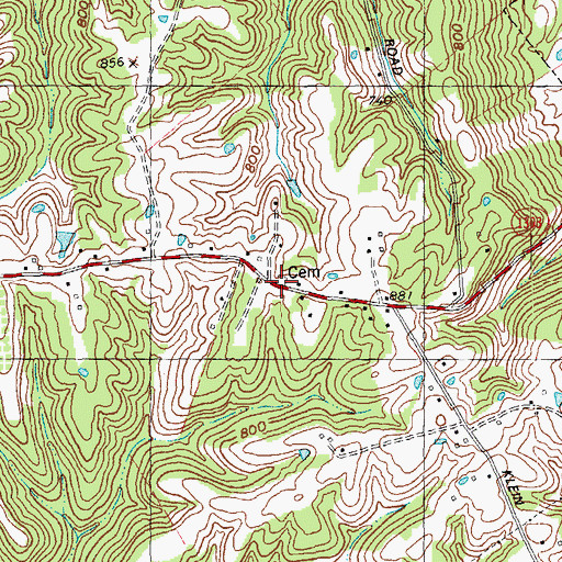Topographic Map of Simmons Cemetery, KY
