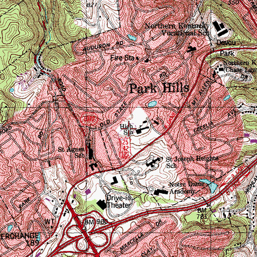 Topographic Map of Wooten Stadium, KY
