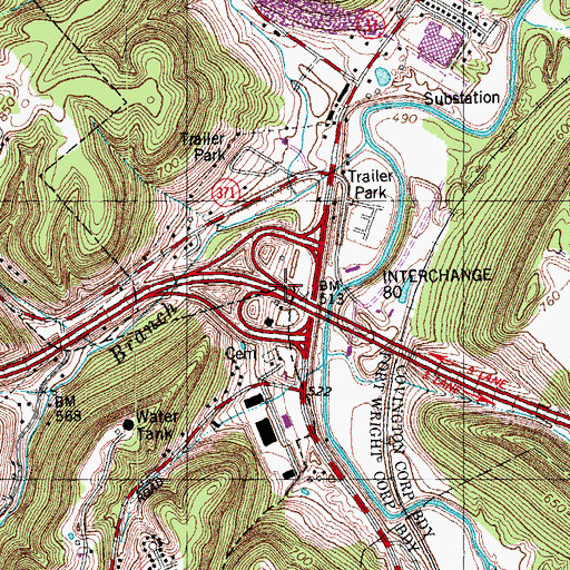 Topographic Map of Sanfordtown (historical), KY