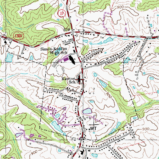 Topographic Map of Kenton Elementary School, KY
