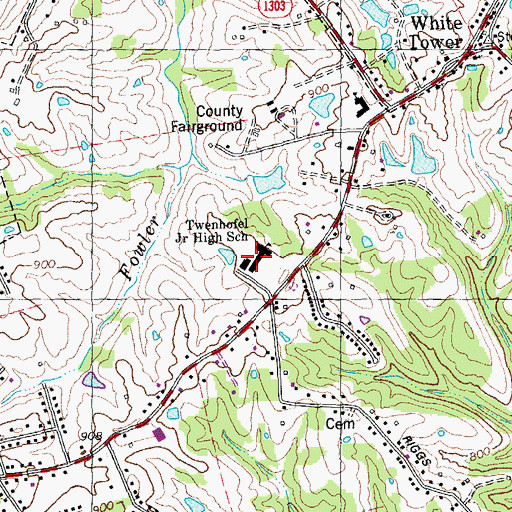 Topographic Map of Twenhofel Middle School, KY
