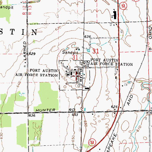 Topographic Map of Port Austin Air Force Station (historical), MI