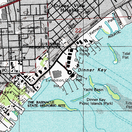 Topographic Map of Naval Air Facility Dinner Key (historical), FL