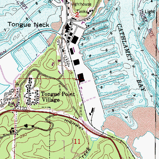 Topographic Map of Tongue Point Naval Air Station (historical), OR