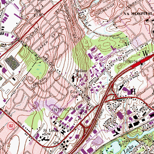 Topographic Map of Anna V Molloy School, CT