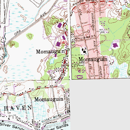 Topographic Map of Momauguin, CT