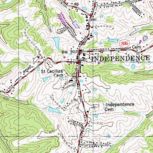 Topographic Map of Saint Cecilia Church, KY
