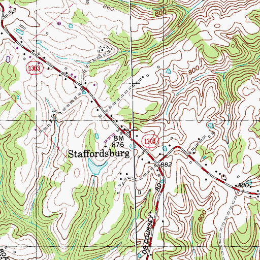 Topographic Map of Staffordsburg United Methodist Church, KY
