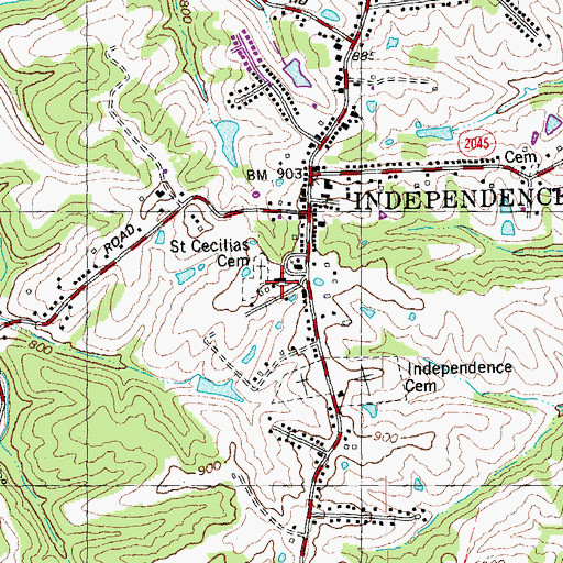 Topographic Map of Saint Cecilia School, KY