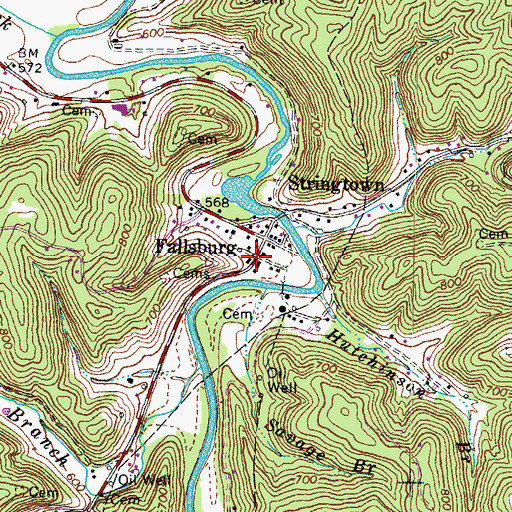 Topographic Map of Fallsburg Post Office (historical), KY