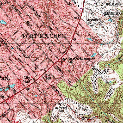 Topographic Map of Blessed Sacrament Church, KY