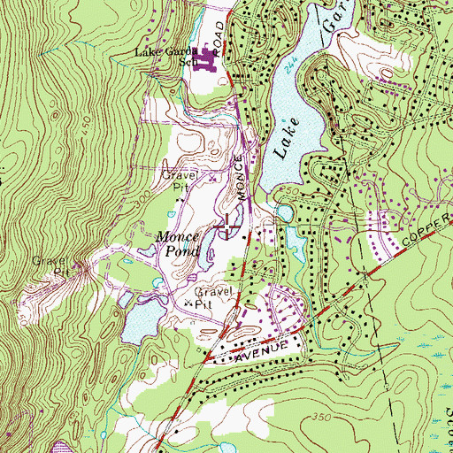 Topographic Map of Monce Pond, CT