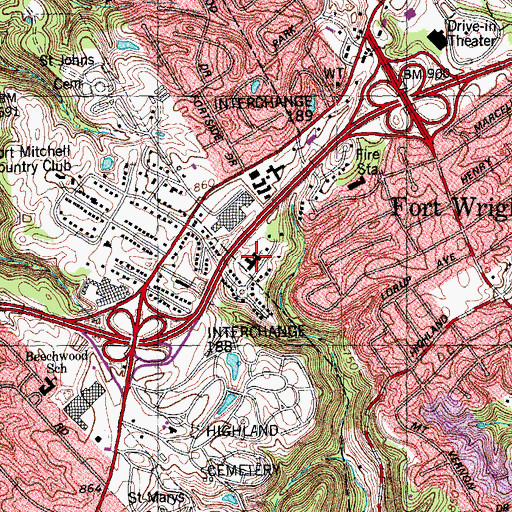 Topographic Map of Central Church of the Nazarene, KY