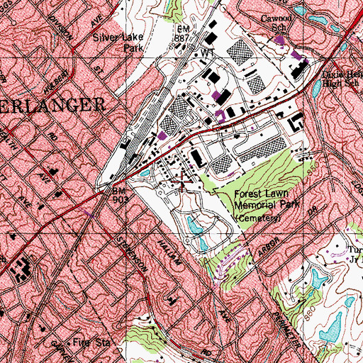 Topographic Map of Erlanger Church of the Nazarene, KY