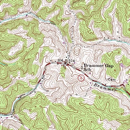 Topographic Map of Brammer Gap Church, KY